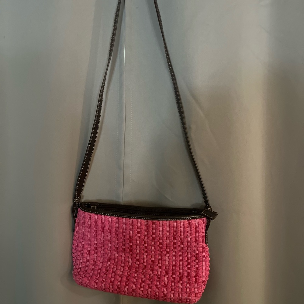 Liz Claiborne Pink Woven Crossbody Bag